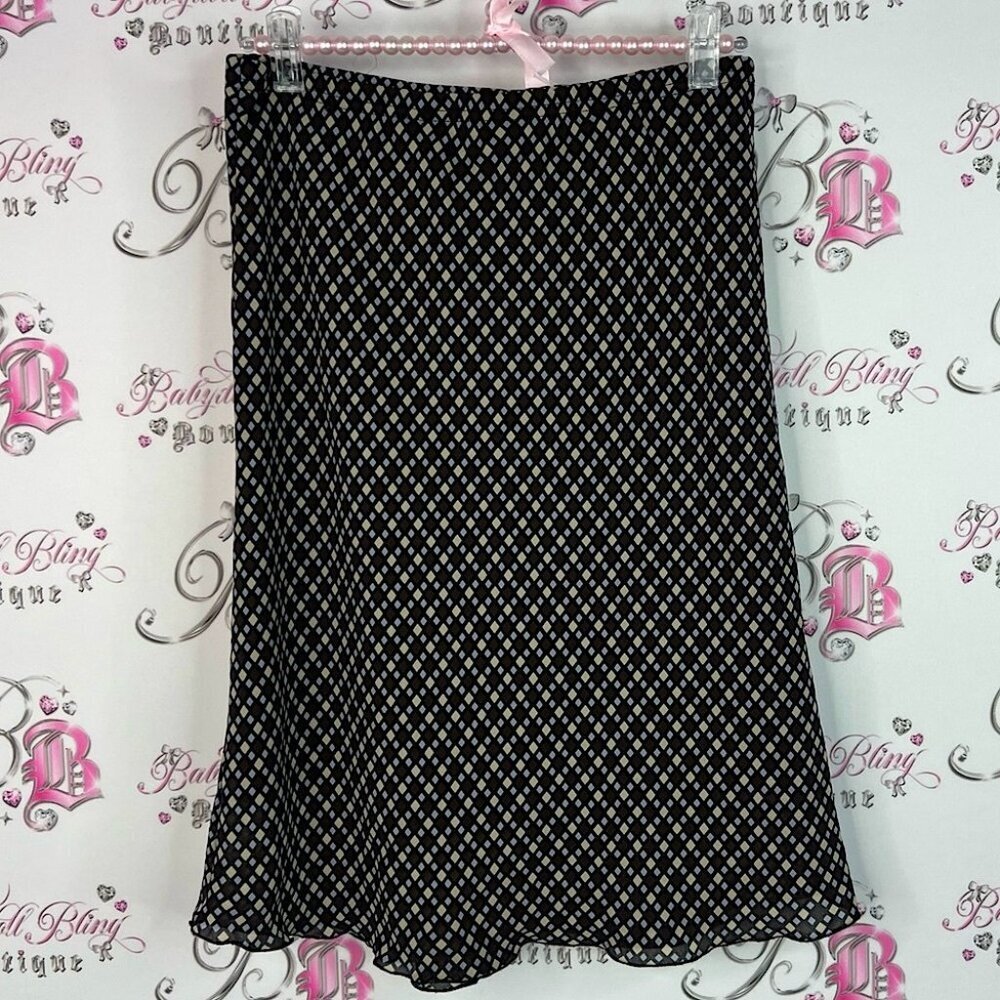 Breechers brook fairweather flowy Elegant Black cream blue Patterned Skirt